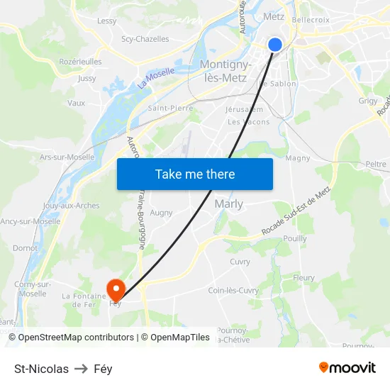 St-Nicolas to Féy map