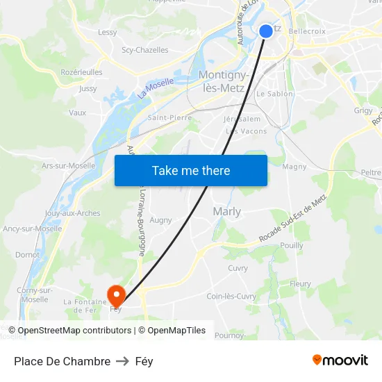 Place De Chambre to Féy map