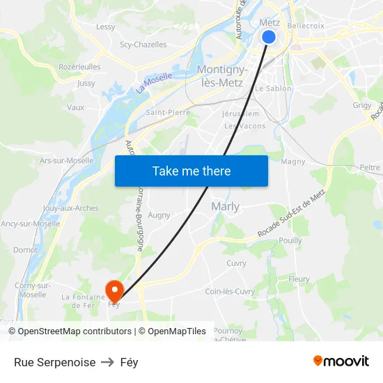 Rue Serpenoise to Féy map