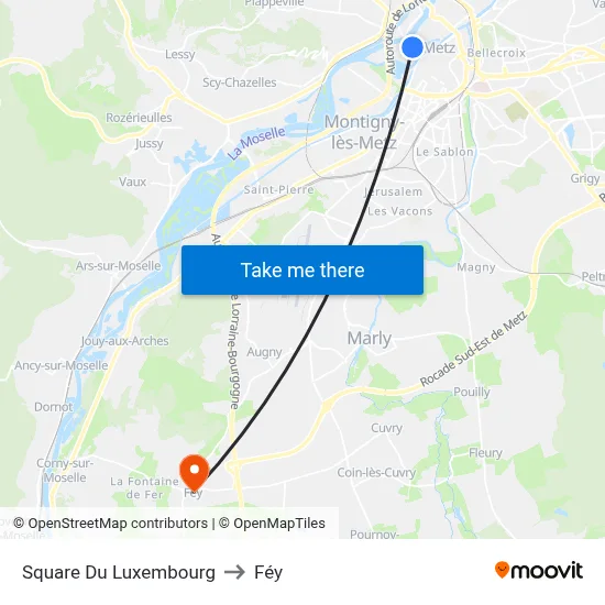 Square Du Luxembourg to Féy map