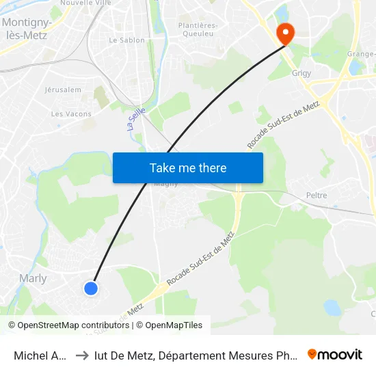 Michel Ange to Iut De Metz, Département Mesures Physiques map