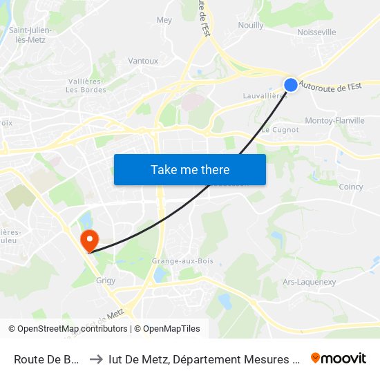 Route De Boulay to Iut De Metz, Département Mesures Physiques map