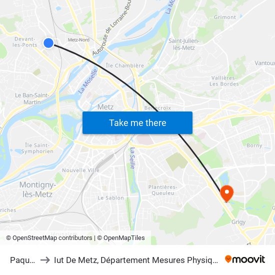 Paquet to Iut De Metz, Département Mesures Physiques map