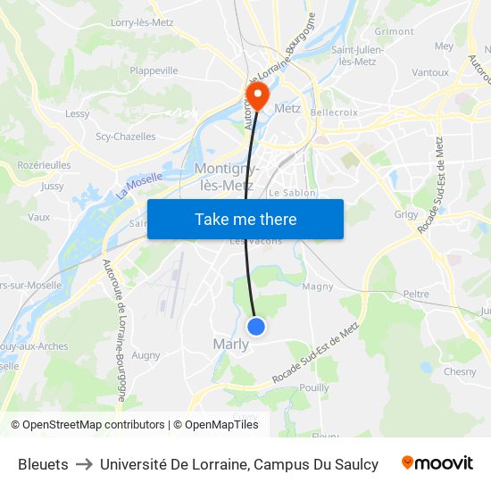 Bleuets to Université De Lorraine, Campus Du Saulcy map