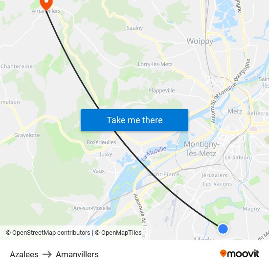 Azalees to Amanvillers map