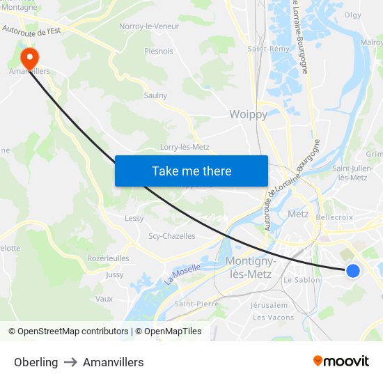 Oberling to Amanvillers map