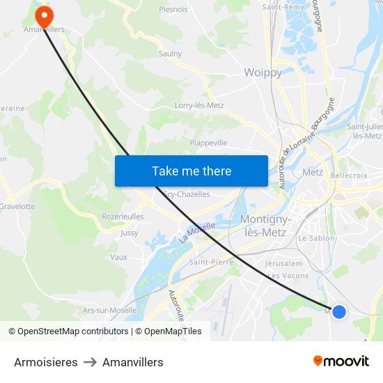 Armoisieres to Amanvillers map