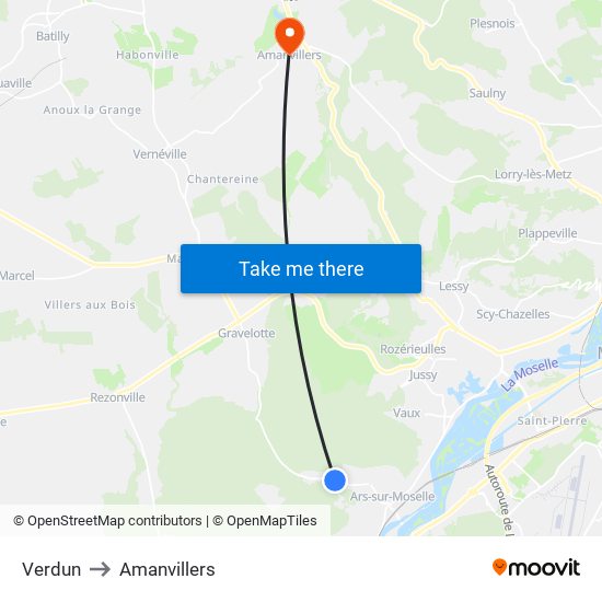 Verdun to Amanvillers map