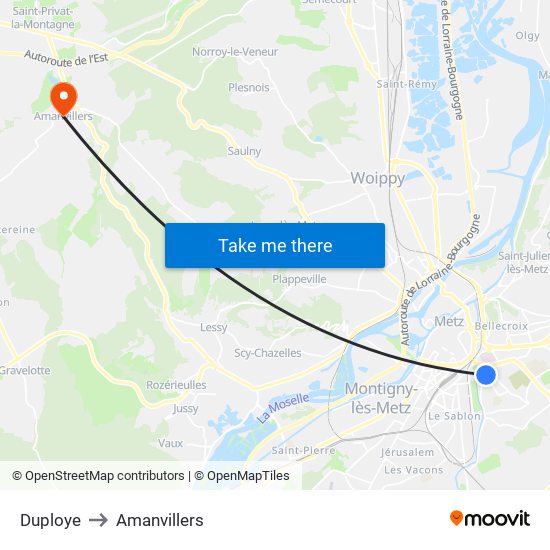 Duploye to Amanvillers map