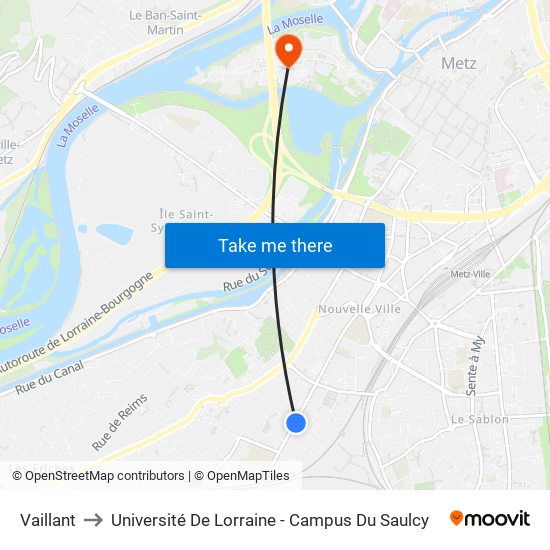 Vaillant to Université De Lorraine - Campus Du Saulcy map