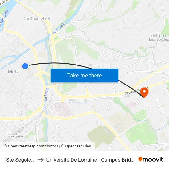 Ste-Segolene to Université De Lorraine - Campus Bridoux map