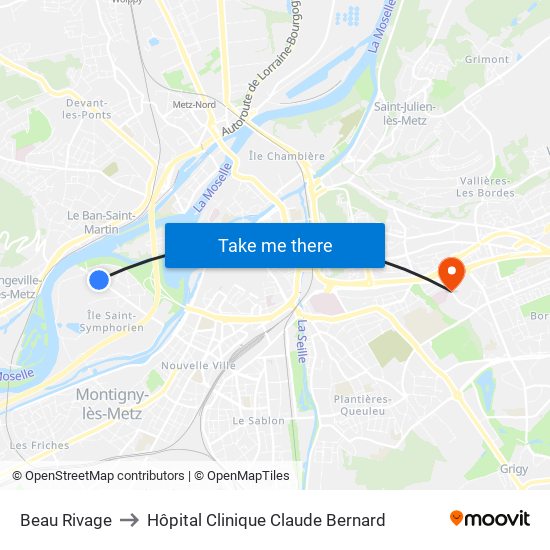 Beau Rivage to Hôpital Clinique Claude Bernard map