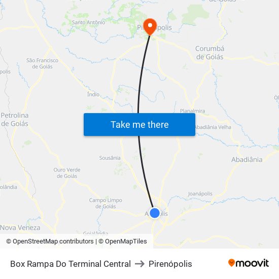 Box Rampa Do Terminal Central to Pirenópolis map