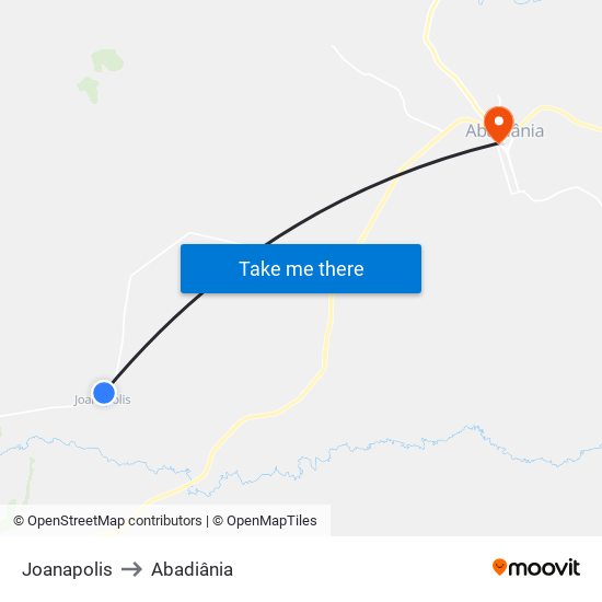 Joanapolis to Abadiânia map