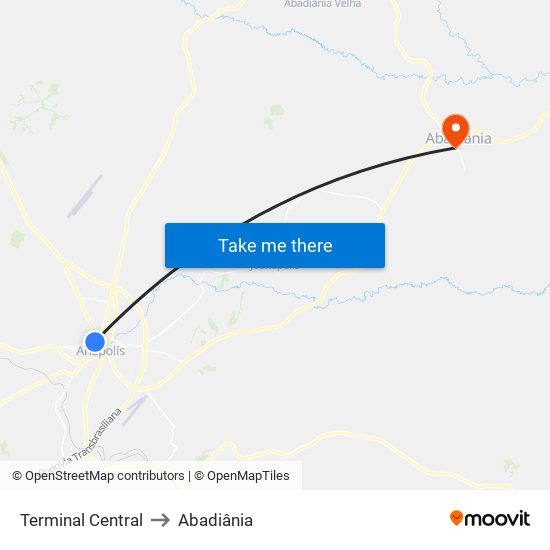 Terminal Central to Abadiânia map