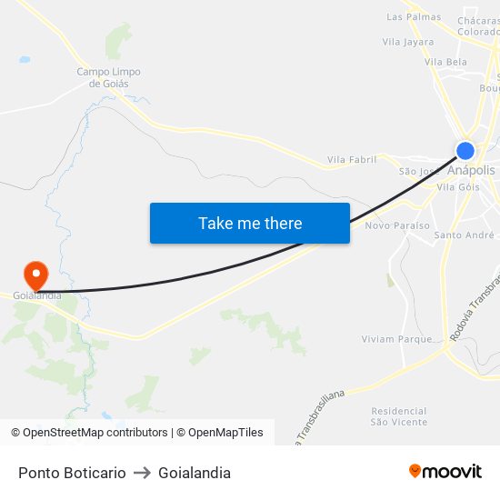 Ponto Boticario to Goialandia map