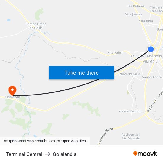 Terminal Central to Goialandia map