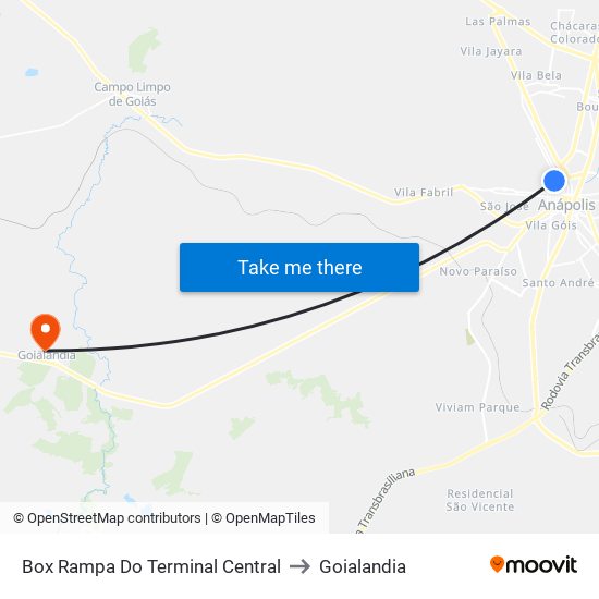 Box Rampa Do Terminal Central to Goialandia map