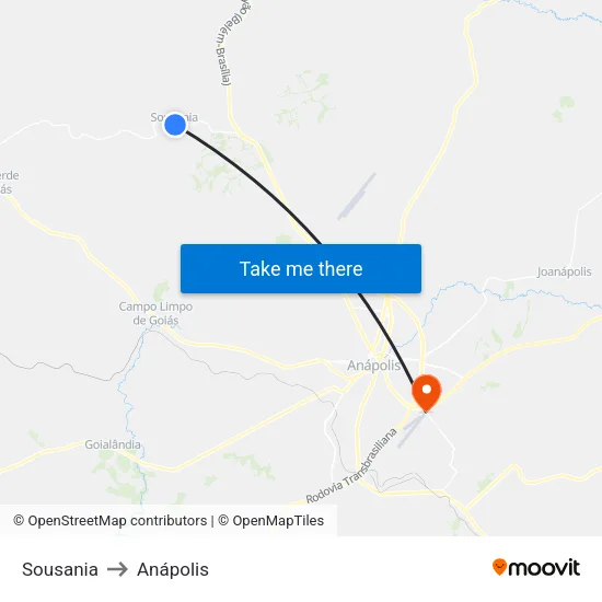 Sousania to Anápolis map