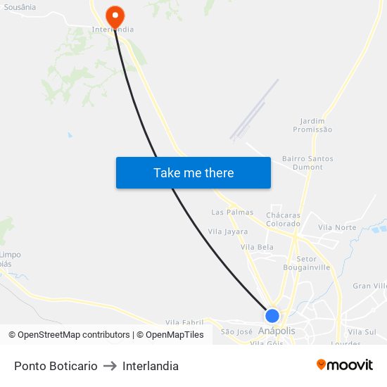 Ponto Boticario to Interlandia map