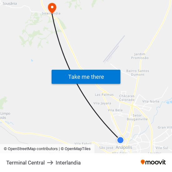 Terminal Central to Interlandia map