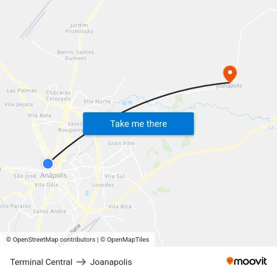 Terminal Central to Joanapolis map