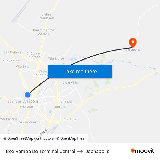 Box Rampa Do Terminal Central to Joanapolis map