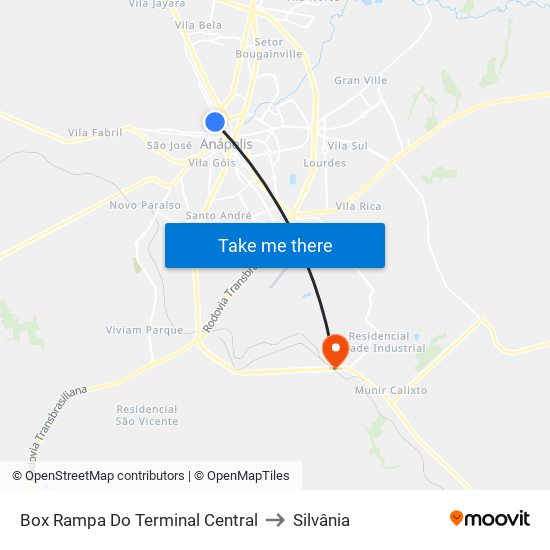 Box Rampa Do Terminal Central to Silvânia map