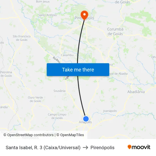Santa Isabel, R. 3 (Caixa/Universal) to Pirenópolis map