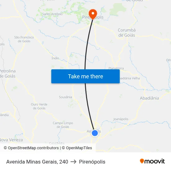 Avenida Minas Gerais, 240 to Pirenópolis map