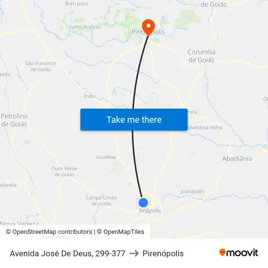 Avenida José De Deus, 299-377 to Pirenópolis map