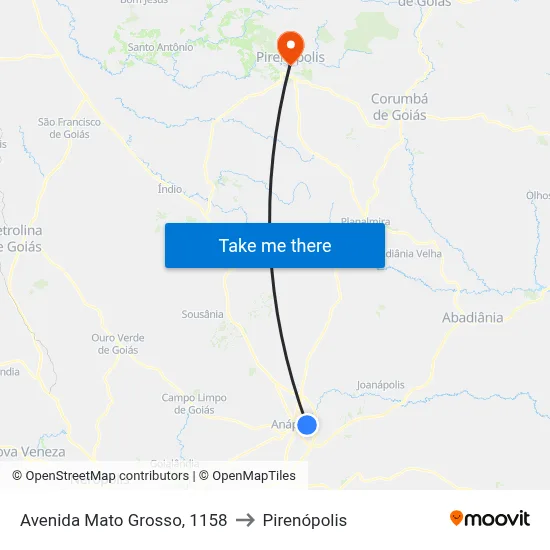 Avenida Mato Grosso, 1158 to Pirenópolis map