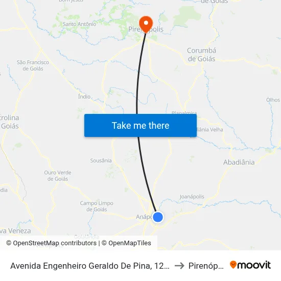 Avenida Engenheiro Geraldo De Pina, 1280-1286 to Pirenópolis map