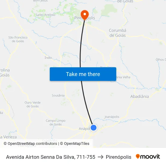 Avenida Airton Senna Da Silva, 711-755 to Pirenópolis map