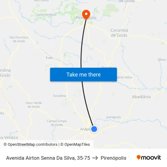 Avenida Airton Senna Da Silva, 35-75 to Pirenópolis map