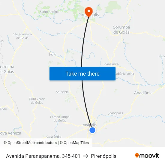 Avenida Paranapanema, 345-401 to Pirenópolis map