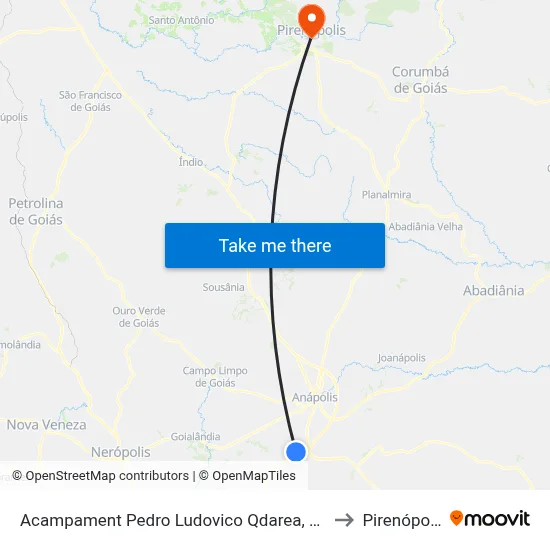 Acampament Pedro Ludovico Qdarea, 8355 to Pirenópolis map