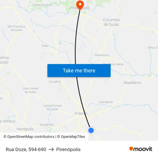 Rua Doze, 594-690 to Pirenópolis map