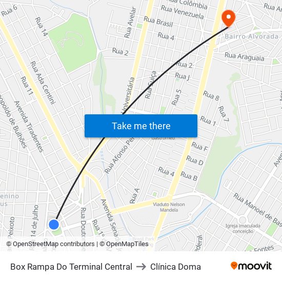 Box Rampa Do Terminal Central to Clínica Doma map