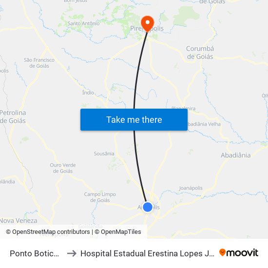 Ponto Boticario to Hospital Estadual Erestina Lopes Jaime map