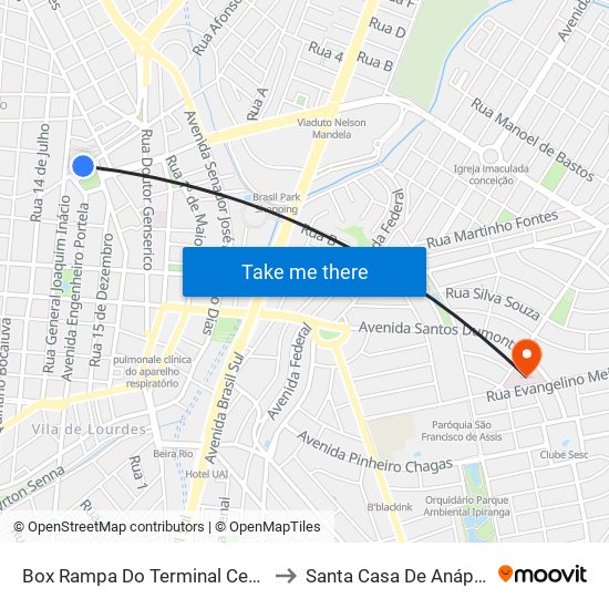 Box Rampa Do Terminal Central to Santa Casa De Anápolis map