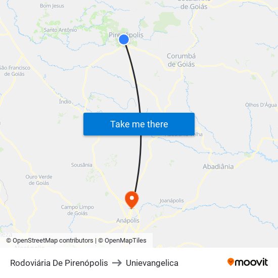 Rodoviária De Pirenópolis to Unievangelica map