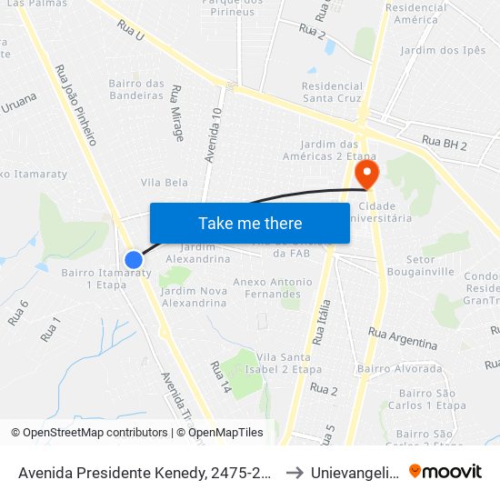 Avenida Presidente Kenedy, 2475-2499 to Unievangelica map