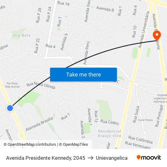 Avenida Presidente Kennedy, 2045 to Unievangelica map
