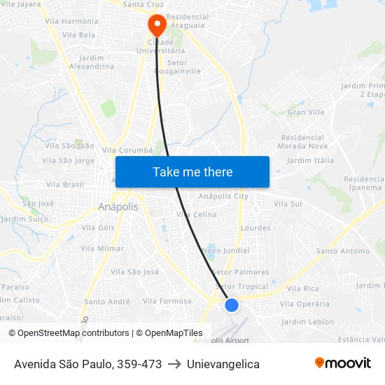 Avenida São Paulo, 359-473 to Unievangelica map