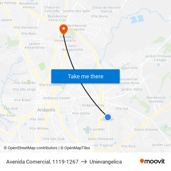 Avenida Comercial, 1119-1267 to Unievangelica map