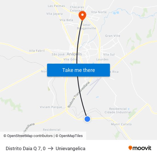 Distrito Daia Q 7, 0 to Unievangelica map