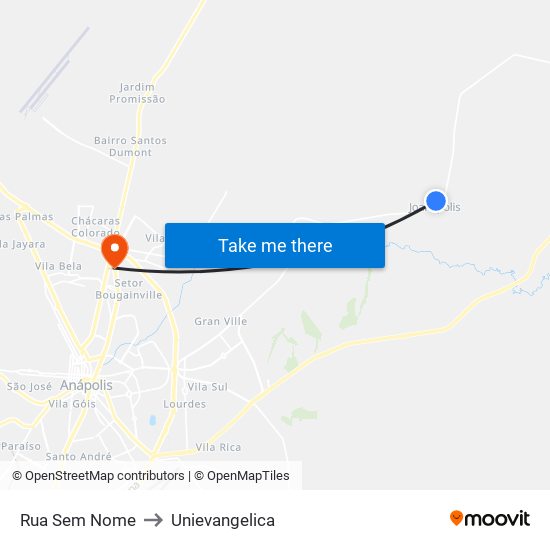 Rua Sem Nome to Unievangelica map