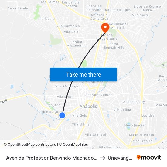 Avenida Professor Benvindo Machado, 433-503 to Unievangelica map