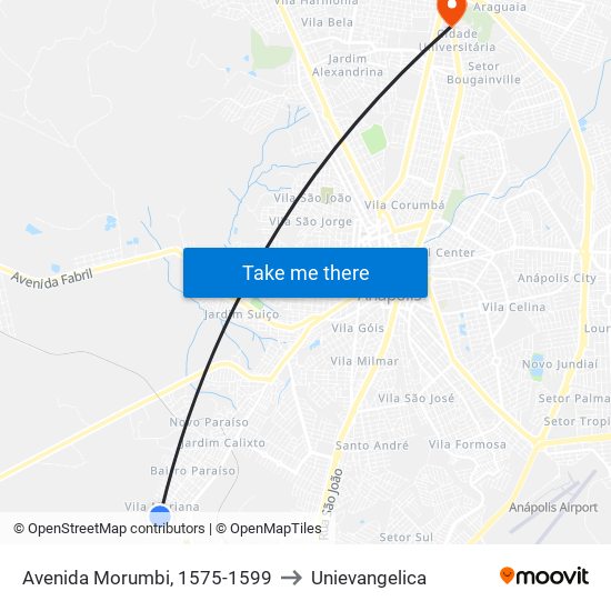 Avenida Morumbi, 1575-1599 to Unievangelica map